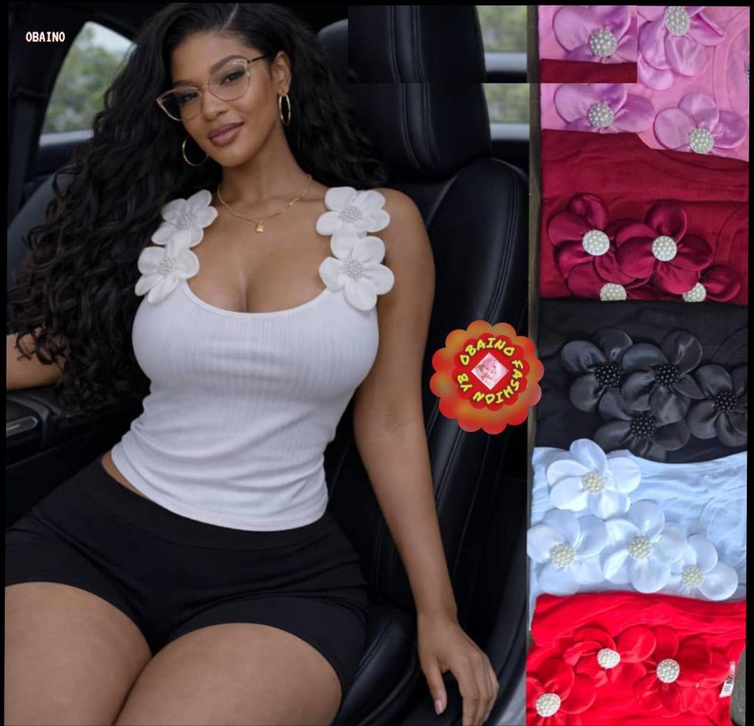 🌸 ELEGANT FLORAL APPLIQUE RIBBED TANK 🌸
