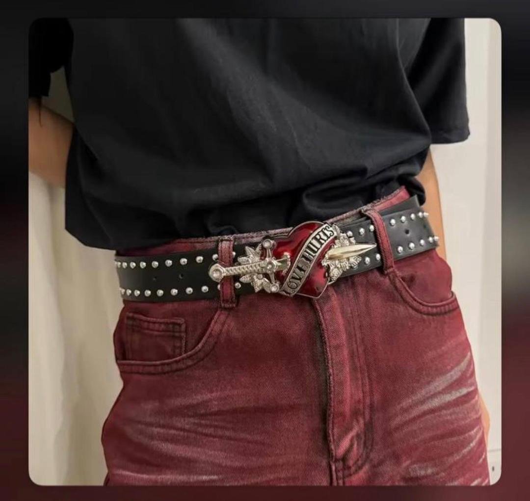⚔️ EDGE & ATTITUDE: "LOVE HURTS" DAGGER HEART BELTS ⚔️ 3